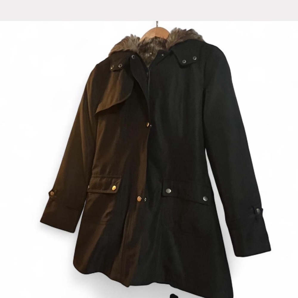 Women's Black Fur-Trimmed Coat